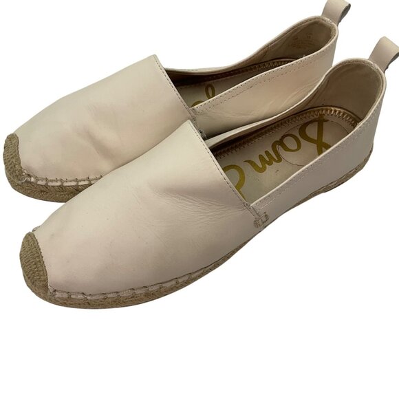 Sam Edelman Women 9 Khloe Cream Leather Espadrille Flat Slip-On Shoes Minimalist - Picture 2 of 13
